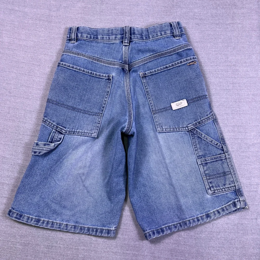 GAP Carpenter Relaxed Mid Rise Denim Shorts Kids 12 Blue Cotton
